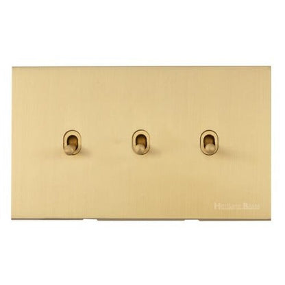 Windsor Range Matt Brass Switches & Sockets, WN40 - 3 Gang Stockholm Toggle by Heritage Brass By M-Marcus