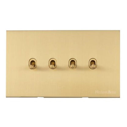 Windsor Range Matt Brass Switches & Sockets, WN40 - 4 Gang Stockholm Toggle by Heritage Brass By M-Marcus