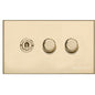 Winchester Range Satin Brass Switches & Sockets, W44 - 3G Mixed Toggle Dimmer Switch 1xToggle 2xTED by Heritage Brass By M-Marcus
