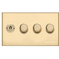 Winchester Range Satin Brass Switches & Sockets, W44 - 4G Mixed Toggle Dimmer Switch 1xToggle 3xTED by Heritage Brass By M-Marcus