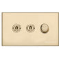 Winchester Range Satin Brass Switches & Sockets, W44 - 3G Mixed Toggle Dimmer Switch 2xToggle 1xTED by Heritage Brass By M-Marcus