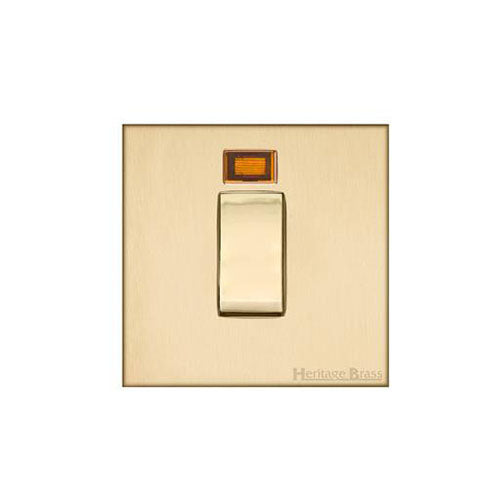 Winchester Range Satin Brass Switches & Sockets, W44 - 45A DP Cooker Switch with Neon (single plate) by Heritage Brass By M-Marcus