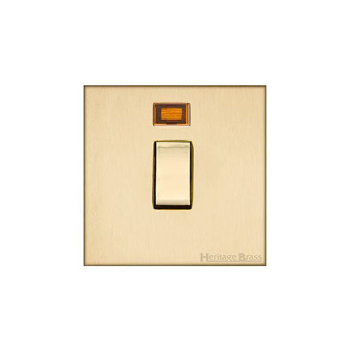 Winchester Range Satin Brass Switches & Sockets, W44 - 20A Double Pole Switch with Neon by Heritage Brass By M-Marcus
