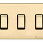 Winchester Range Satin Brass Switches & Sockets, W44 - 3 Gang Rocker Switch Twin Plate by Heritage Brass By M-Marcus