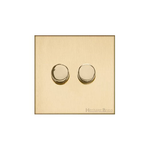 Winchester Range Satin Brass Switches & Sockets, W44 - 2 Gang Dimmer 250 watts (Compatible with halogen/ incandescent bulbs) by Heritage Brass By M-Marcus