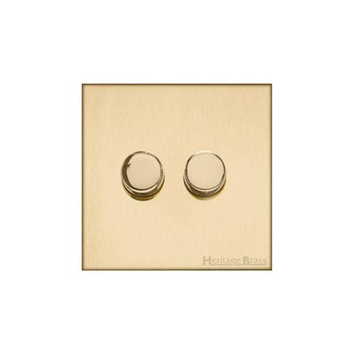 Winchester Range Satin Brass Switches & Sockets, W44 - 2 Gang TED Dimmer (Compatible with LED Lamps) by Heritage Brass By M-Marcus