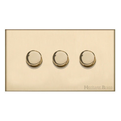 Winchester Range Satin Brass Switches & Sockets, W44 - 3G Multi Location Primary Dimmer by Heritage Brass By M-Marcus