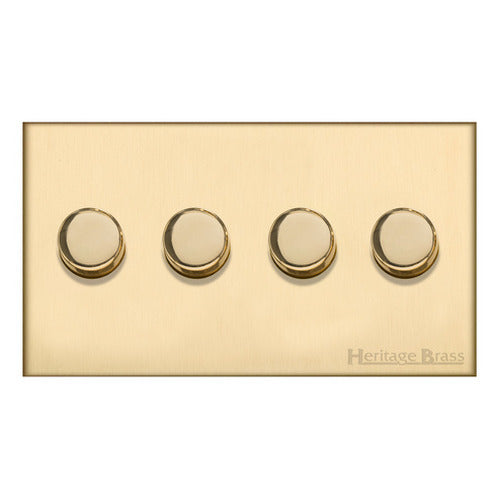 Winchester Range Satin Brass Switches & Sockets, W44 - 4G Multi Location Primary Dimmer by Heritage Brass By M-Marcus