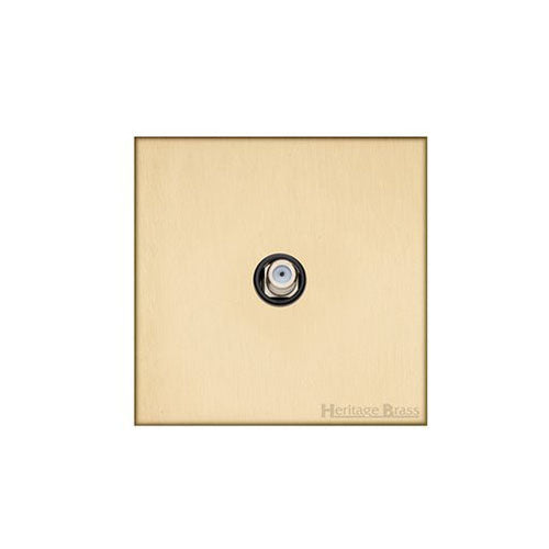 Winchester Range Satin Brass Switches & Sockets, W44 - 1 Gang Satellite Socket by Heritage Brass By M-Marcus
