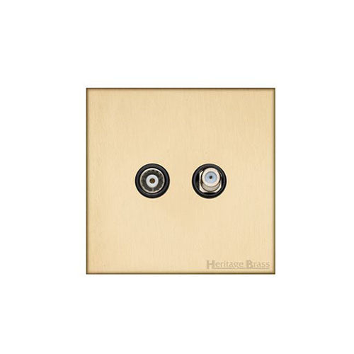 Winchester Range Satin Brass Switches & Sockets, W44 - TV/Satellite Socket by Heritage Brass By M-Marcus