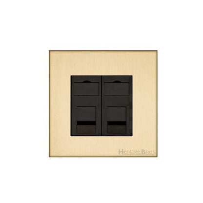 Winchester Range Satin Brass Switches & Sockets, W44 - 2 Gang CAT6 by Heritage Brass By M-Marcus