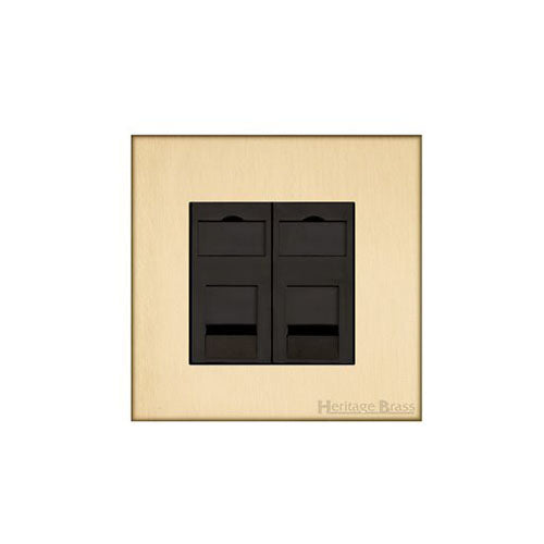 Winchester Range Satin Brass Switches & Sockets, W44 - 2 Gang CAT6 by Heritage Brass By M-Marcus