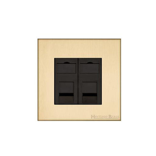 Winchester Range Satin Brass Switches & Sockets, W44 - 2 Gang Secondary Line Socket by Heritage Brass By M-Marcus