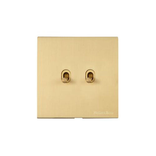 Winchester Range Satin Brass Switches & Sockets, W44 - 2 Gang Stockholm Toggle by Heritage Brass By M-Marcus
