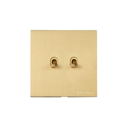 Winchester Range Satin Brass Switches & Sockets, W44 - 2 Gang Stockholm Toggle by Heritage Brass By M-Marcus