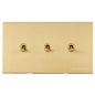 Winchester Range Satin Brass Switches & Sockets, W44 - 3 Gang Stockholm Toggle by Heritage Brass By M-Marcus