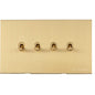Winchester Range Satin Brass Switches & Sockets, W44 - 4 Gang Stockholm Toggle by Heritage Brass By M-Marcus