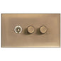 Winchester Range Antique Brass Switches & Sockets, W91 - 3G Mixed Toggle Dimmer Switch 1xToggle 2xTED by Heritage Brass By M-Marcus