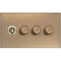 Winchester Range Antique Brass Switches & Sockets, W91 - 4G Mixed Toggle Dimmer Switch 1xToggle 3xTED by Heritage Brass By M-Marcus