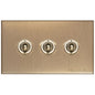Winchester Range Antique Brass Switches & Sockets, W91 - 3 Gang Toggle Switch by Heritage Brass By M-Marcus