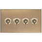 Winchester Range Antique Brass Switches & Sockets, W91 - 4 Gang Toggle Switch by Heritage Brass By M-Marcus