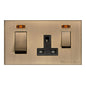 Winchester Range Antique Brass Switches & Sockets, W91 - 45A Cooker Unit + 13A Socket by Heritage Brass By M-Marcus