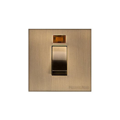 Winchester Range Antique Brass Switches & Sockets, W91 - 45A DP Cooker Switch with Neon (single plate) by Heritage Brass By M-Marcus