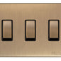 Winchester Range Antique Brass Switches & Sockets, W91 - 3 Gang Rocker Switch Twin Plate by Heritage Brass By M-Marcus