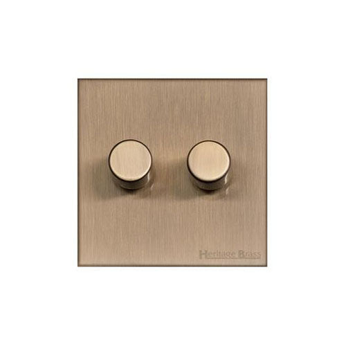 Winchester Range Antique Brass Switches & Sockets, W91 - 2 Gang Dimmer 400 watts (Compatible with halogen/ incandescent bulbs) by Heritage Brass By M-Marcus