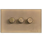 Winchester Range Antique Brass Switches & Sockets, W91 - 3 Gang Dimmer 250 watts (Compatible with halogen/ incandescent bulbs) by Heritage Brass By M-Marcus