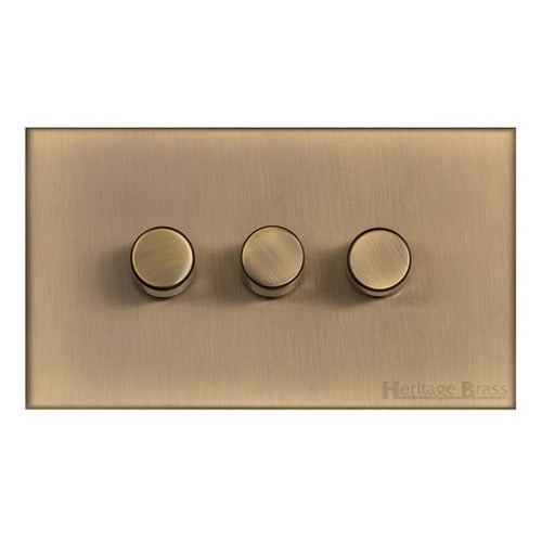 Winchester Range Antique Brass Switches & Sockets, W91 - 3G Multi Location Primary Dimmer by Heritage Brass By M-Marcus