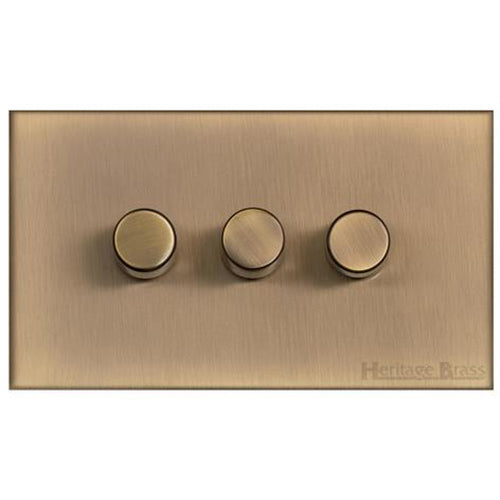 Winchester Range Antique Brass Switches & Sockets, W91 - 3 Gang TED Dimmer (Compatible with LED Lamps) by Heritage Brass By M-Marcus