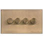 Winchester Range Antique Brass Switches & Sockets, W91 - 4 Gang Dimmer 400 watts(Compatible with halogen/ incandescent bulbs) by Heritage Brass By M-Marcus