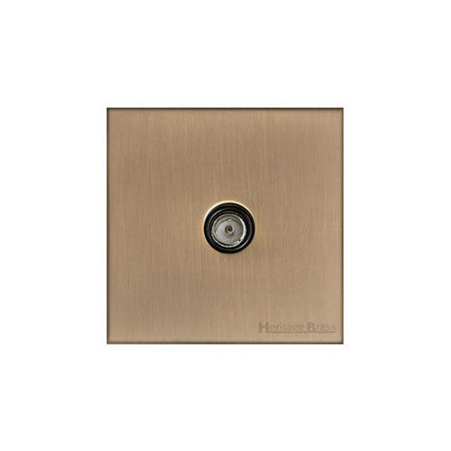 Winchester Range Antique Brass Switches & Sockets, W91 - 1 Gang Isolated TV Coaxial Socket by Heritage Brass By M-Marcus