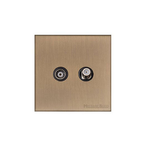 Winchester Range Antique Brass Switches & Sockets, W91 - TV/Satellite Socket by Heritage Brass By M-Marcus