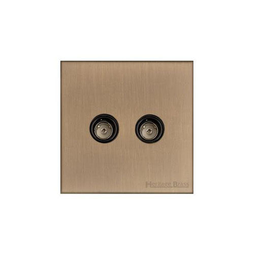 Winchester Range Antique Brass Switches & Sockets, W91 - TV/FM Diplexed Socket by Heritage Brass By M-Marcus