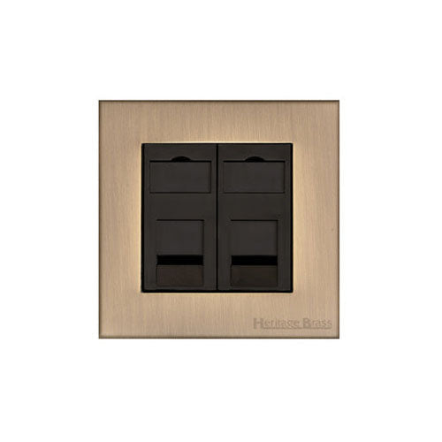 Winchester Range Antique Brass Switches & Sockets, W91 - 2 Gang CAT6 by Heritage Brass By M-Marcus