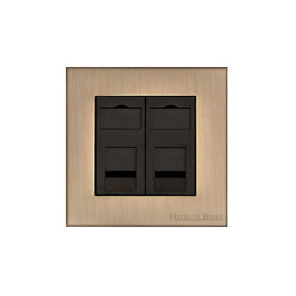 Winchester Range Antique Brass Switches & Sockets, W91 - 2 Gang CAT6 by Heritage Brass By M-Marcus