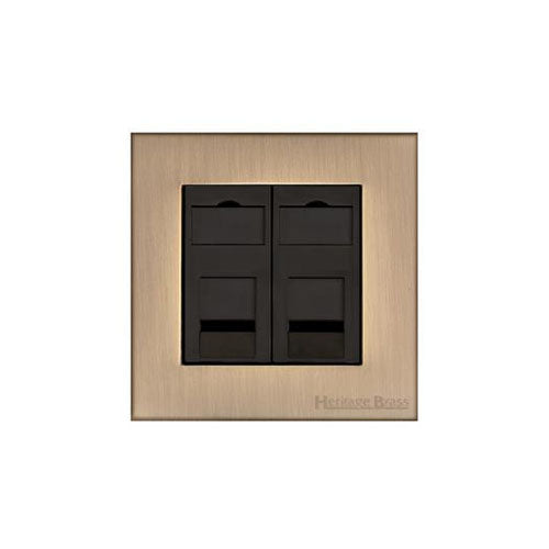 Winchester Range Antique Brass Switches & Sockets, W91 - 2 Gang Secondary Line Socket by Heritage Brass By M-Marcus