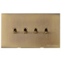 Winchester Range Antique Brass Switches & Sockets, W91 - 4 Gang Stockholm Toggle by Heritage Brass By M-Marcus