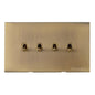 Windsor Range Antique Brass Switches & Sockets, WN91 - 4 Gang Stockholm Toggle by Heritage Brass By M-Marcus
