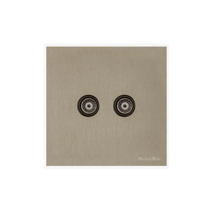 Windsor Range Aged Pewter Switches & Sockets, WAP - 2 Gang TV Coaxial Socket by Heritage Brass By M-Marcus