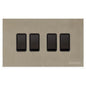 Windsor Range Aged Pewter Switches & Sockets, WAP - 4 Gang Rocker Switch by Heritage Brass By M-Marcus