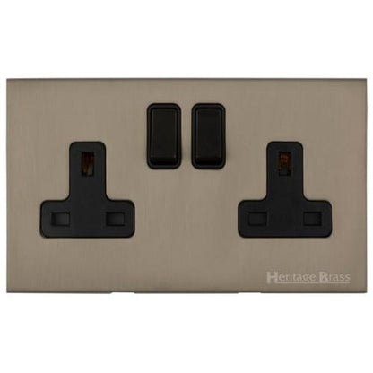 Windsor Range Aged Pewter Switches & Sockets, WAP - Double Socket (13 Amp) by Heritage Brass By M-Marcus
