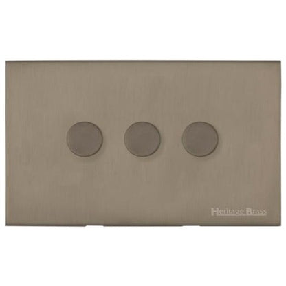 Windsor Range Aged Pewter Switches & Sockets, WAP - 3 Gang TED Dimmer (Compatible with LED Lamps) by Heritage Brass By M-Marcus