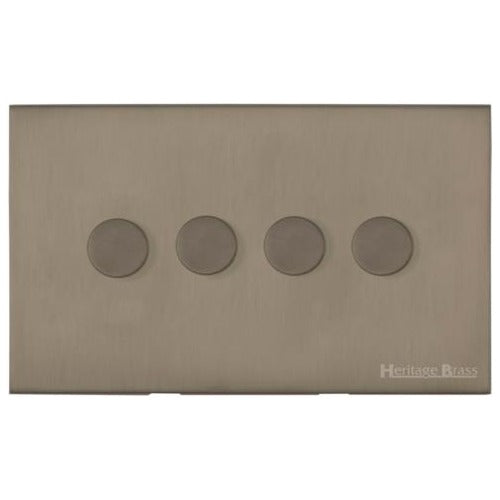 Windsor Range Aged Pewter Switches & Sockets, WAP - 4 Gang Dimmer 250 watts (Compatible with halogen/ incandescent bulbs) by Heritage Brass By M-Marcus