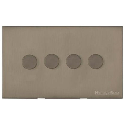 Windsor Range Aged Pewter Switches & Sockets, WAP - 4 Gang TED Dimmer (Compatible with LED Lamps) by Heritage Brass By M-Marcus