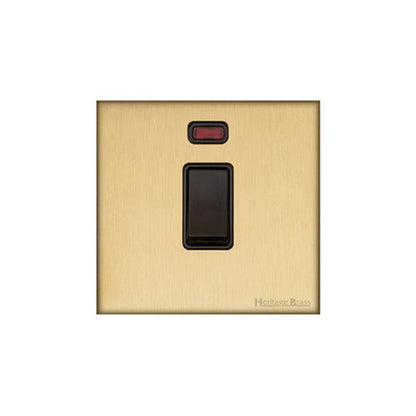 Windsor Range Matt Brass Switches & Sockets, WN40 - 20A Double Pole Switch with Neon by Heritage Brass By M-Marcus