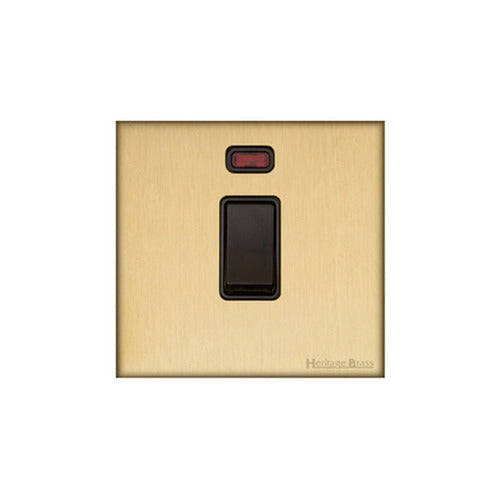 Windsor Range Matt Brass Switches & Sockets, WN40 - 20A Double Pole Switch with Neon by Heritage Brass By M-Marcus
