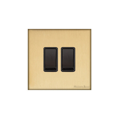 Windsor Range Satin Brass Switches & Sockets, WN44 - 2 Gang Rocker Switch by Heritage Brass By M-Marcus